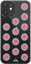 xoxo Wildhearts case voor iPhone 12 - Smiley Double Pink - xoxo Wildhearts Transparant Case