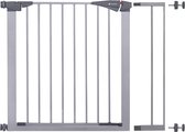 Porte d'escalier Springos | Barrière d'escaliers | Clôture de sécurité | Métal/Plastique | Gris | 93 - 98cm