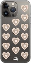 iPhone 12 Pro Case - Retro Hearts Nude - xoxo Wildhearts Transparant Case