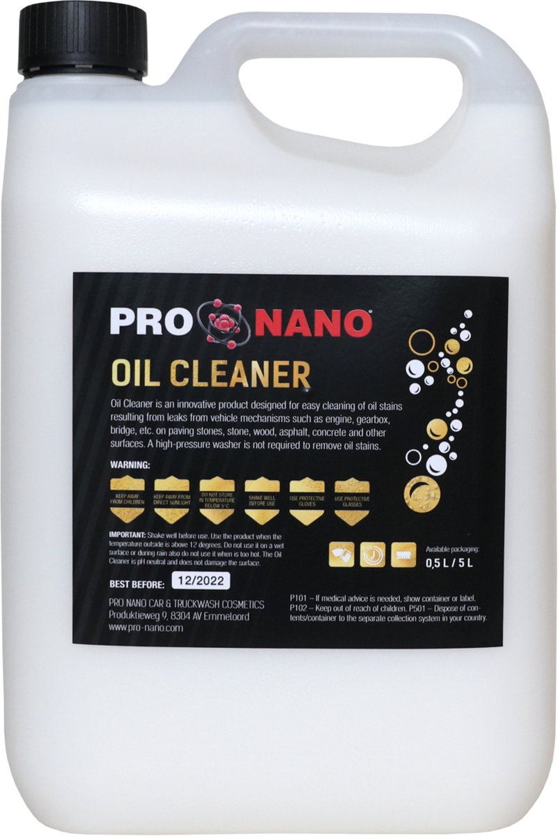 ProNano | Pro Nano Oil Cleaner 5L | Nano Technologie | Innovatief product dat is ontworpen voor het eenvoudig reinigen van olievlekken als gevolg van lekken van voertuigmechanismen zoals motor, versnellingsbak. etc