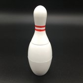 Bowling Bowlingpin, 15 cm hoog, dat open kan. Is gevuld met aansteker en een pennetje