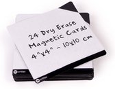 Rewrities Notes - 24 zwarte Dry Erase magneetkaarten 10 x 10 cm -met whiteboard marker & Rewipie - Herbruikbare notities voor whiteboard, taken, planning, projecten, organisatie