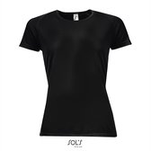 BASIC DAMES SPORT SHIRT KORTE MOUW RONDE HALS ZWART MAAT M