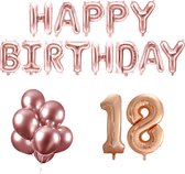 18 jaar Verjaardag Versiering Ballon Pakket Rosé Goud