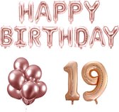 19 jaar Verjaardag Versiering Ballon Pakket Rosé Goud