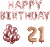 21 jaar Verjaardag Versiering Ballon Pakket Rosé Goud