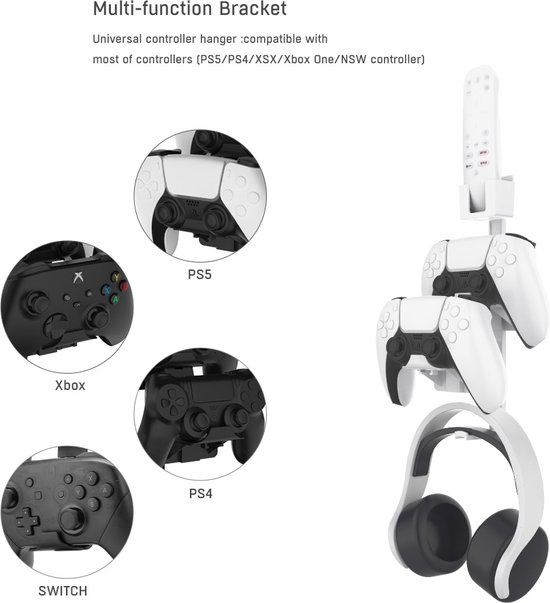 Accessoire pour manette Nintendo Support mural universel JYS pour  contrôleur et casque pour PS5 / PS4 / Xbox One / Switch - noir