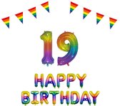 19 jaar Verjaardag Versiering Pakket Regenboog