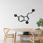 Wanddecoratie |Serotonine Molecuul /Serotonin Molecule decor | Metal - Wall Art | Muurdecoratie | Woonkamer |Zwart| 75x53cm