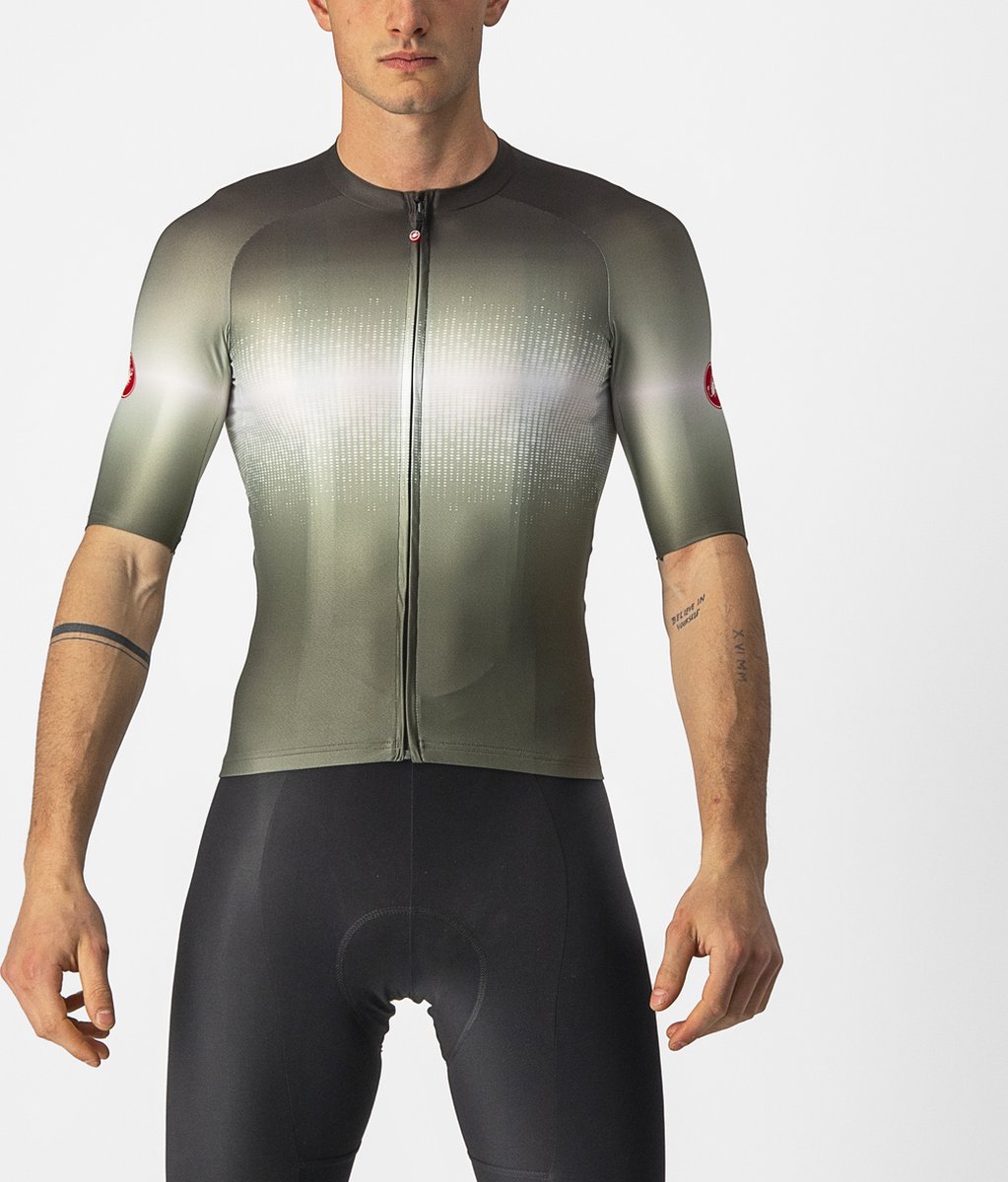 Castelli Fietsshirt Korte Mouwen Heren Groen Zilver - AERO RACE 6.0 JERSEY MILITARY GREEN LIGHT BLACK-2XL