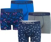 4-Pack - O'Neill - Heren Boxershorts - Maat M - Letters - Surf - Marine - Blue - Grey
