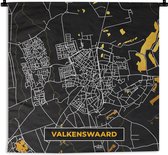 Wandkleed - Wanddoek - Valkenswaard - Goud - Plattegrond - Kaart - Stadskaart - 60x60 cm - Wandtapijt