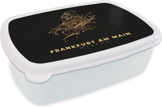 Boîte à pain Wit - Boîte à lunch - Boîte à pain - Carte - Or - Francfort - Plan de la ville - Carte - 18x12x6 cm - Adultes