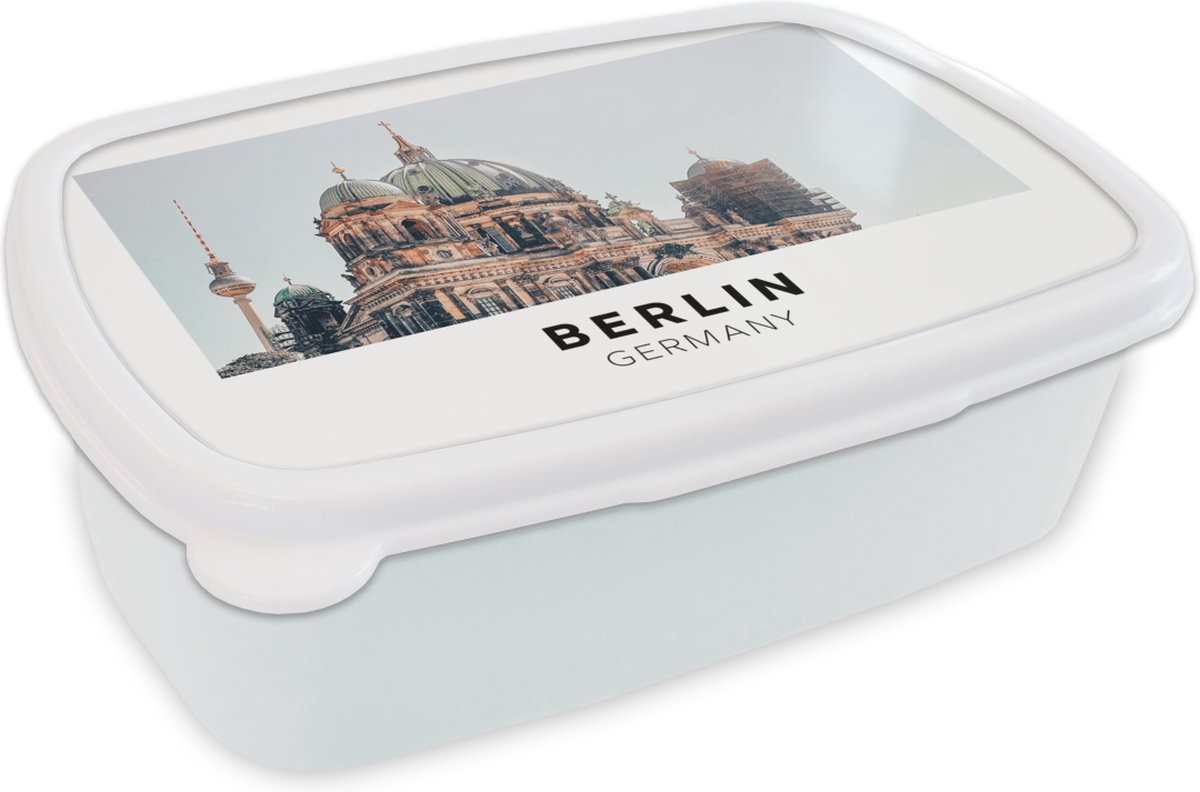 Broodtrommel Wit - Lunchbox - Brooddoos - Berlijn - Duitsland - Domtoren - 18x12x6 cm - Volwassenen