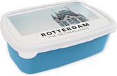 Broodtrommel Blauw - Lunchbox - Brooddoos - Rotterdam - Nederland - Huis - 18x12x6 cm - Kinderen - Jongen
