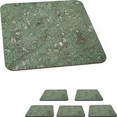Onderzetters voor glazen - Kiezelstenen - Groen - Steen - 10x10 cm - Glasonderzetters - 6 stuks