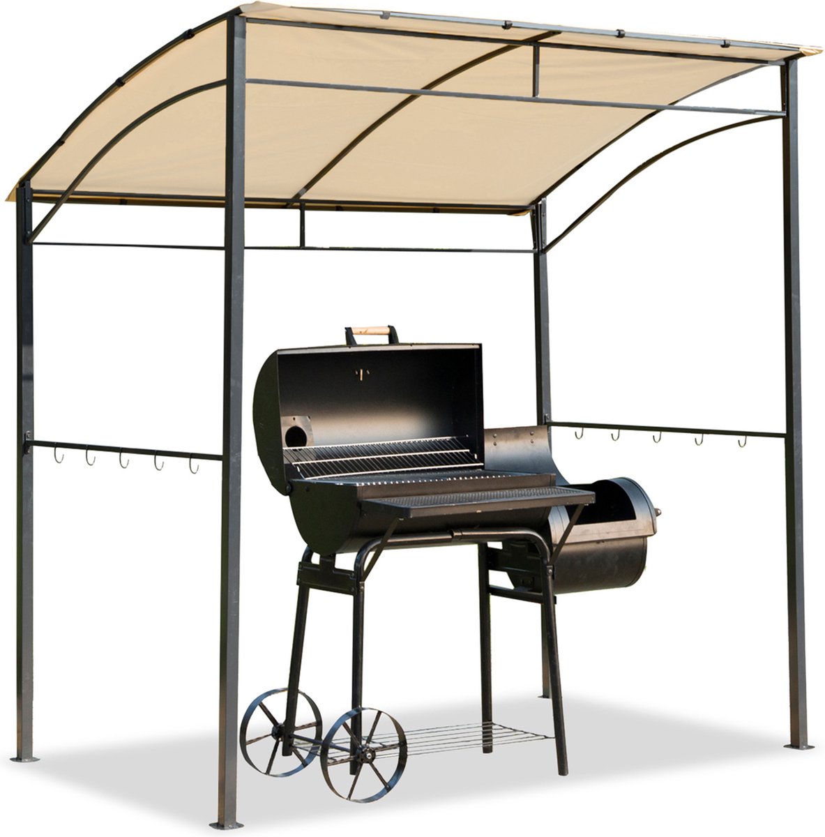 Outsunny Barbecuepaviljoen BBQ grill paviljoen 215 x 150 x 180 / 220 cm met vlamwerend dak staal 01-0279