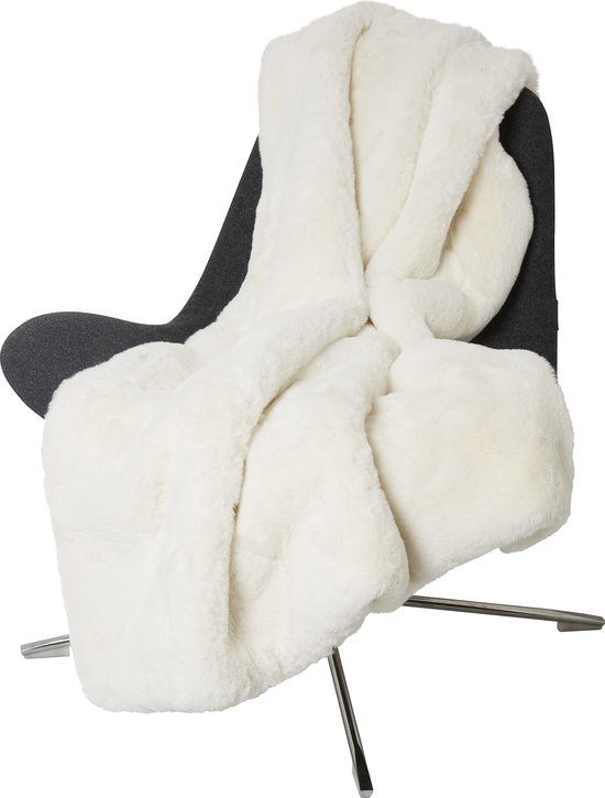 Fluffy Blanket Ivory  - Skinwille Home - Deken van zacht en zijdeachtig imitatiebont