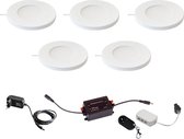 Set de spots magnétiques encastrables et en saillie - pack de 5 - dimmable - Plug & Play - blanc chaud - 2700K - 2,2W - éclairage de cuisine - éclairage de meuble - Spot encastrable LED (Ø55mm) - spot led - spots