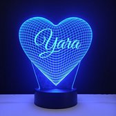 3D LED Lamp - Hart Met Naam - Yara