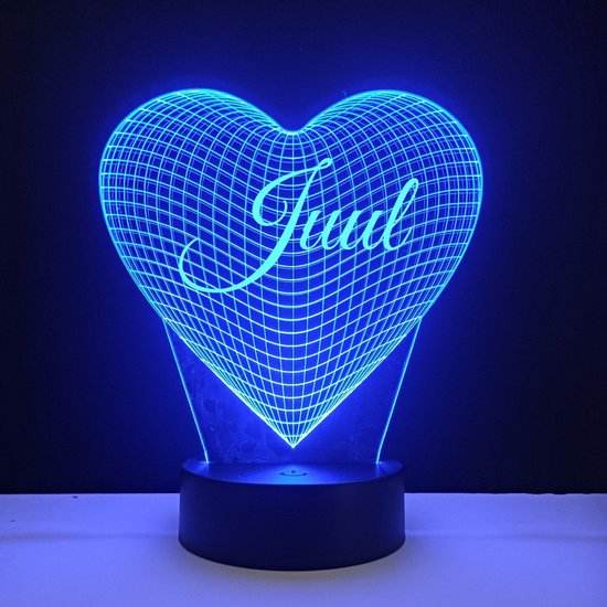 3D LED Lamp - Hart Met Naam - Juul