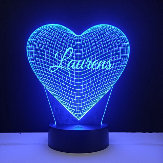 3D LED Lamp - Hart Met Naam - Laurens
