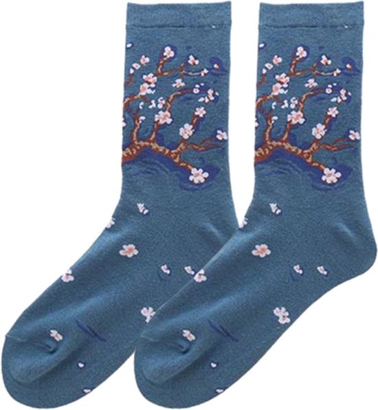 Elastisch hoge sokken paar Vincent van Gogh - Amandelbloesem - Kunstwerk - Kunst - Schilderij - Amandel blossom - Maat 35 - 42