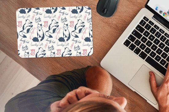 Muismat 27x18 cm - Mousepad Patronen - Kat - Quote - Roze - Meisjes - Kinderen - Kids - Muismatten