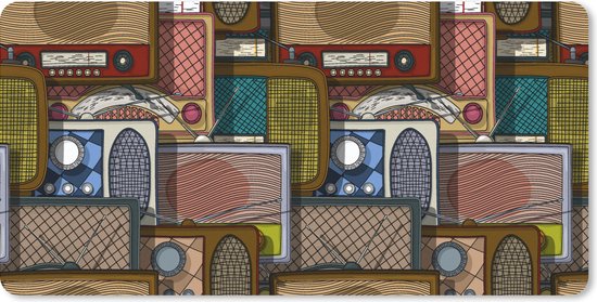 Bureau onderlegger 60x30 cm - Muismat Tieners - Radio - Patronen - Retro - Bureaulegger xl - Desk mat beschermer - Computer muismatten