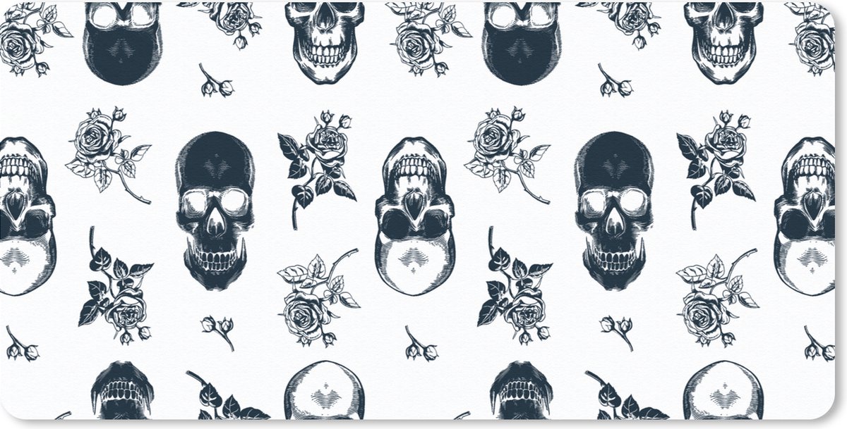 Bureauonderlegger - Tiener - Skull - Rozen - Patroon - 60x30 - Muismat