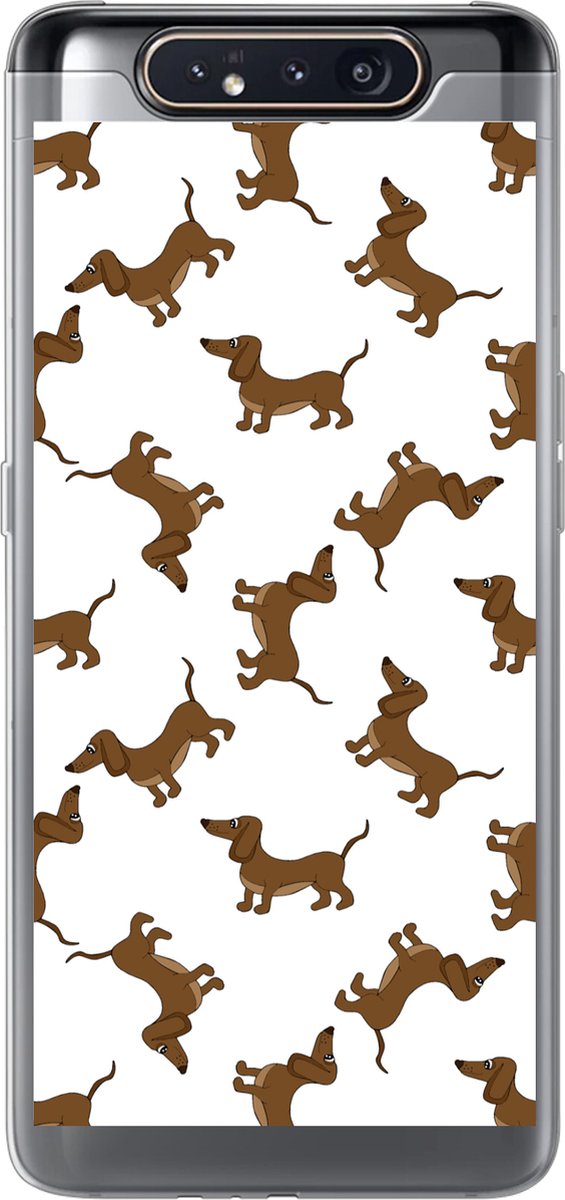 Telefoonhoesje Geschikt voor Samsung Galaxy A80 hoesje - Patronen - Hond - Teckel - Jongens - Meisjes - Kinderen - Kind - Siliconen Telefoonhoesje Telefoonhoesje