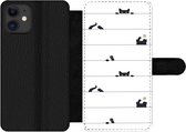 Telefoonhoesje Geschikt voor iPhone 12 Pro telefoonhoesje - Kat - Patronen - Muis - Jongens - Meisjes - Kinderen - Kind - Met vakjes - Wallet case met magneetsluiting