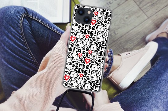 Coque avec cordon iPhone 13 Mini - Motifs - Chien - Citation - Garçons - Filles - Enfants - Kids - Siliconen - Bandoulière - Coque arrière avec cordon - Coque pour téléphone avec cordon - Coque avec corde
