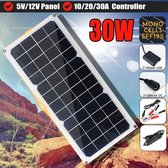 Zonnepaneel - 12V polykristallijne USB-voeding - 30W - draagbare buitenlader voor zonnecellen