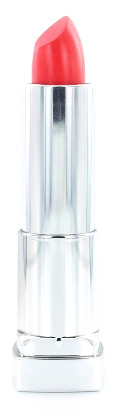 Maybelline Color Sensational lipstick in de kleur koraal, in een zilveren huls.