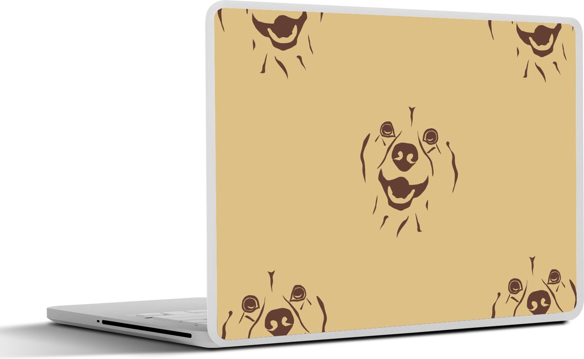 Laptop sticker - 15.6 inch - Hond - Vintage - Patroon - Jongens - 36x27,5cm - Laptopstickers - Laptop skin - Cover
