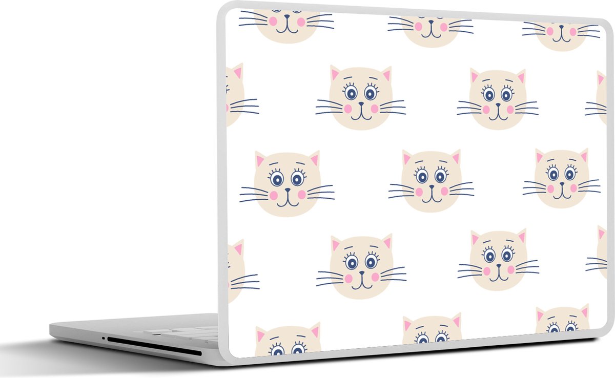 Laptop sticker - 13.3 inch - Katten - Meisje - Pastel - Patroon - Kinderen - 31x22,5cm - Laptopstickers - Laptop skin - Cover
