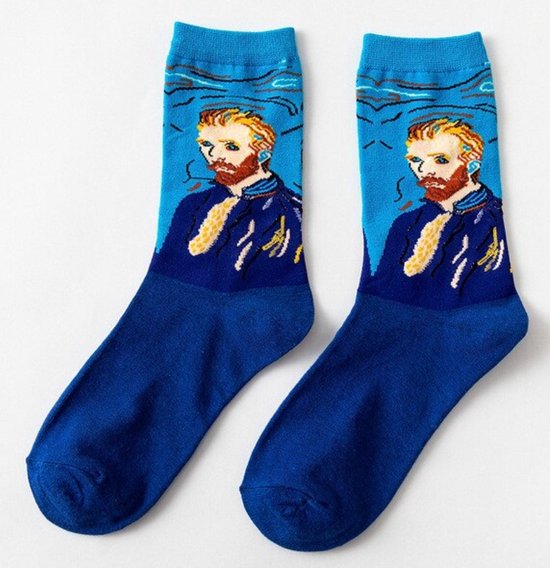 Elastische hoge sokken Vincent van Gogh - Zelfportret - Interpretatie - Kunstwerk - Kunst - Schilderij - Maat 35 - 42