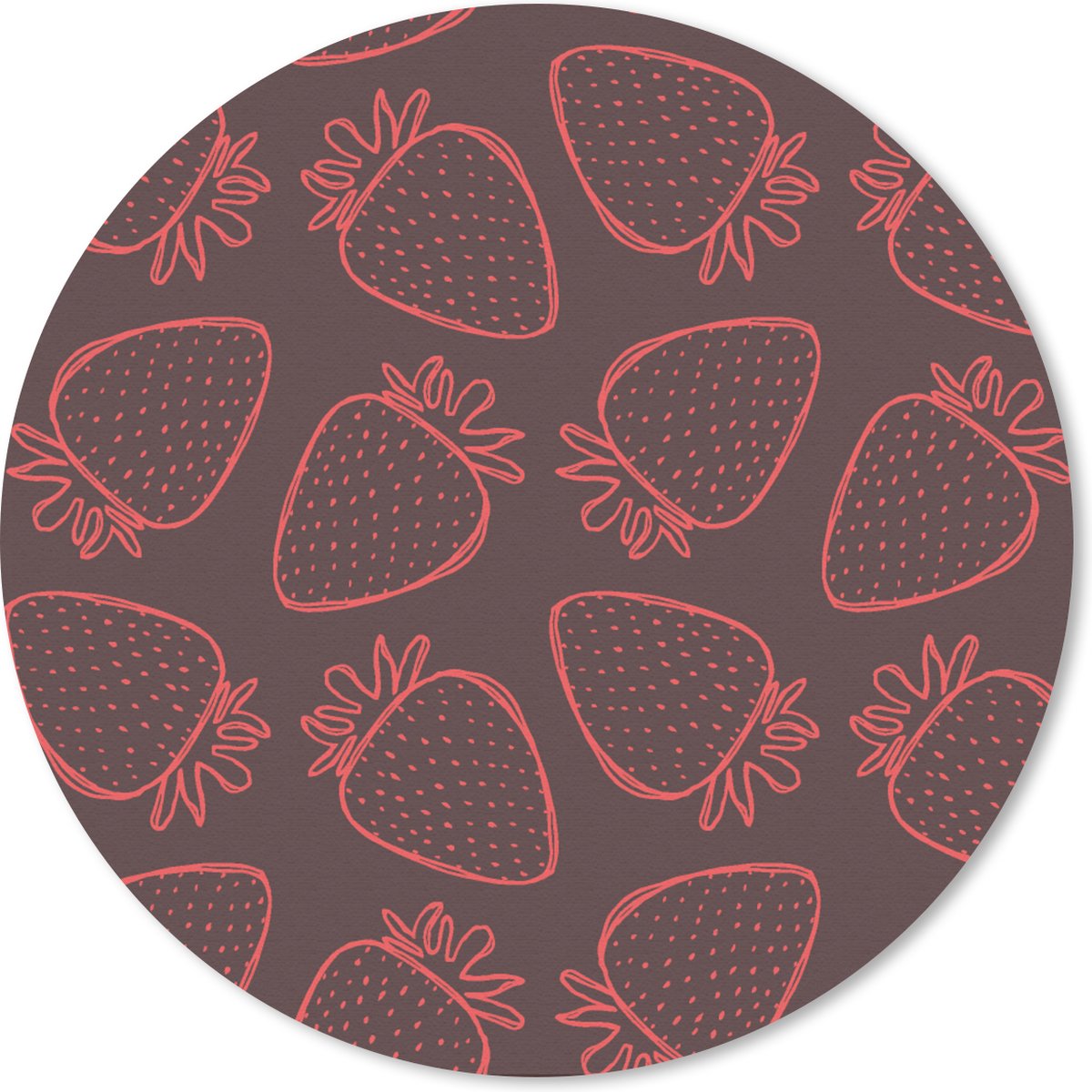 Muismat rond 30x30 cm - Mousepad Patronen - Aardbei - Stippen - Fruit - Ronde muismatten