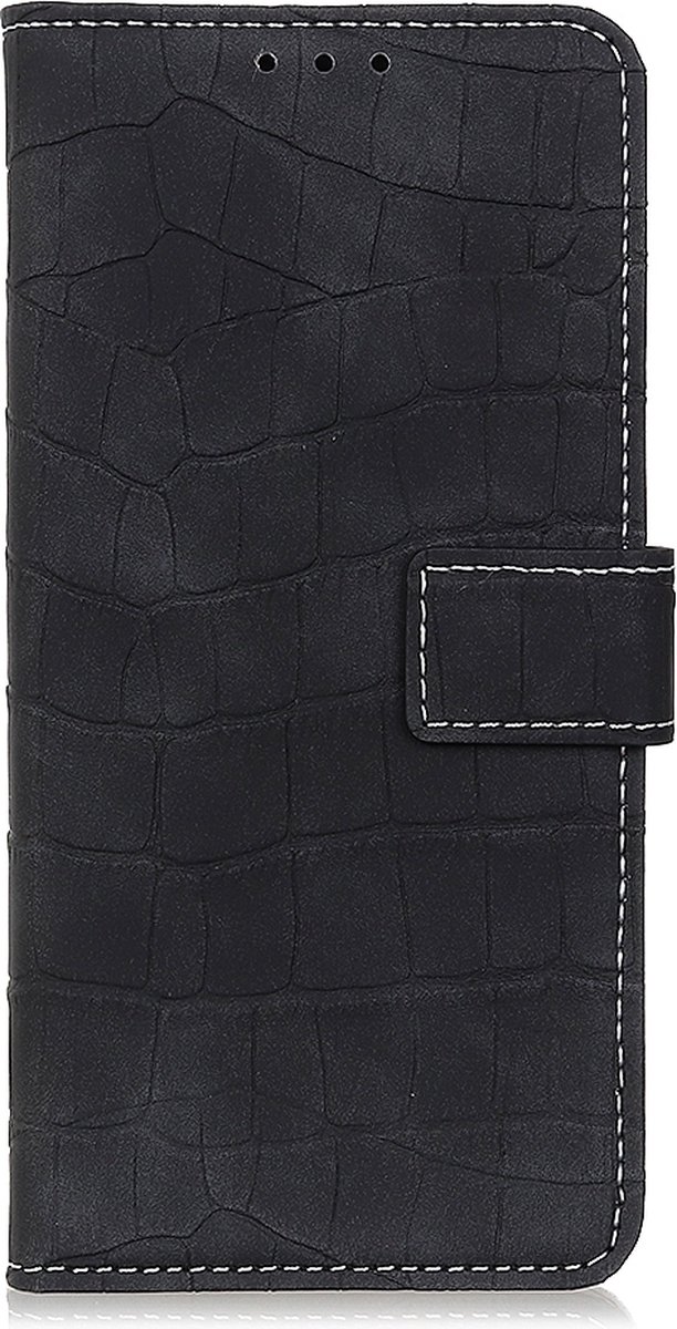 Mobigear Telefoonhoesje geschikt voor Samsung Galaxy A51 Hoesje | Mobigear Croco Bookcase Portemonnee | Pasjeshouder voor 3 Pasjes | Telefoonhoesje voor Pinpas / OV Kaart / Rijbewijs - Zwart