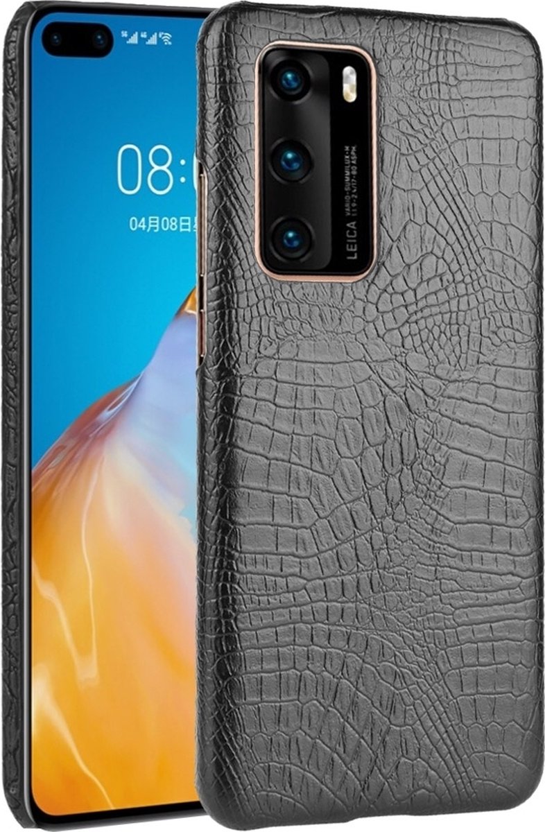 Mobigear Hoesje geschikt voor Huawei P40 Telefoonhoesje Hardcase | Mobigear Croco Backcover | P40 Case | Back Cover - Zwart