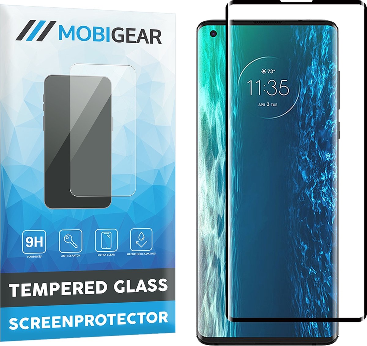 Mobigear Screenprotector geschikt voor Motorola Edge (2020) Glazen | Mobigear Curved Screenprotector - Case Friendly - Zwart