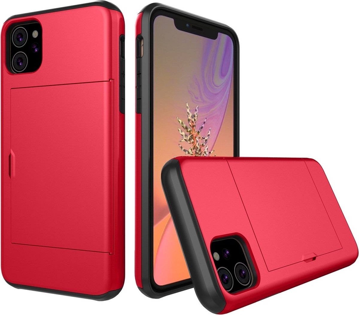 Mobigear Hoesje geschikt voor Apple iPhone 11 Telefoonhoesje met Kaarthouder Hardcase | Mobigear Card Backcover Shockproof met Pasjeshouder | Kaarthouder voor 2 Pasjes | Hoesje voor Pinpas / OV Kaart / Rijbewijs | Schokbestendig iPhone 11