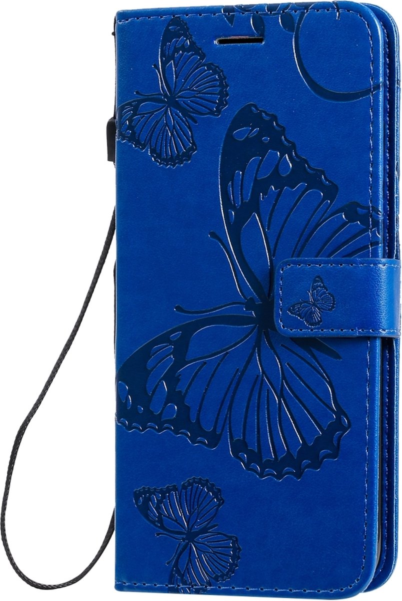 Mobigear Telefoonhoesje geschikt voor Xiaomi Redmi Note 8T Hoesje | Mobigear Butterfly Bookcase Portemonnee | Pasjeshouder voor 2 Pasjes | Telefoonhoesje voor Pinpas / OV Kaart / Rijbewijs - Blauw