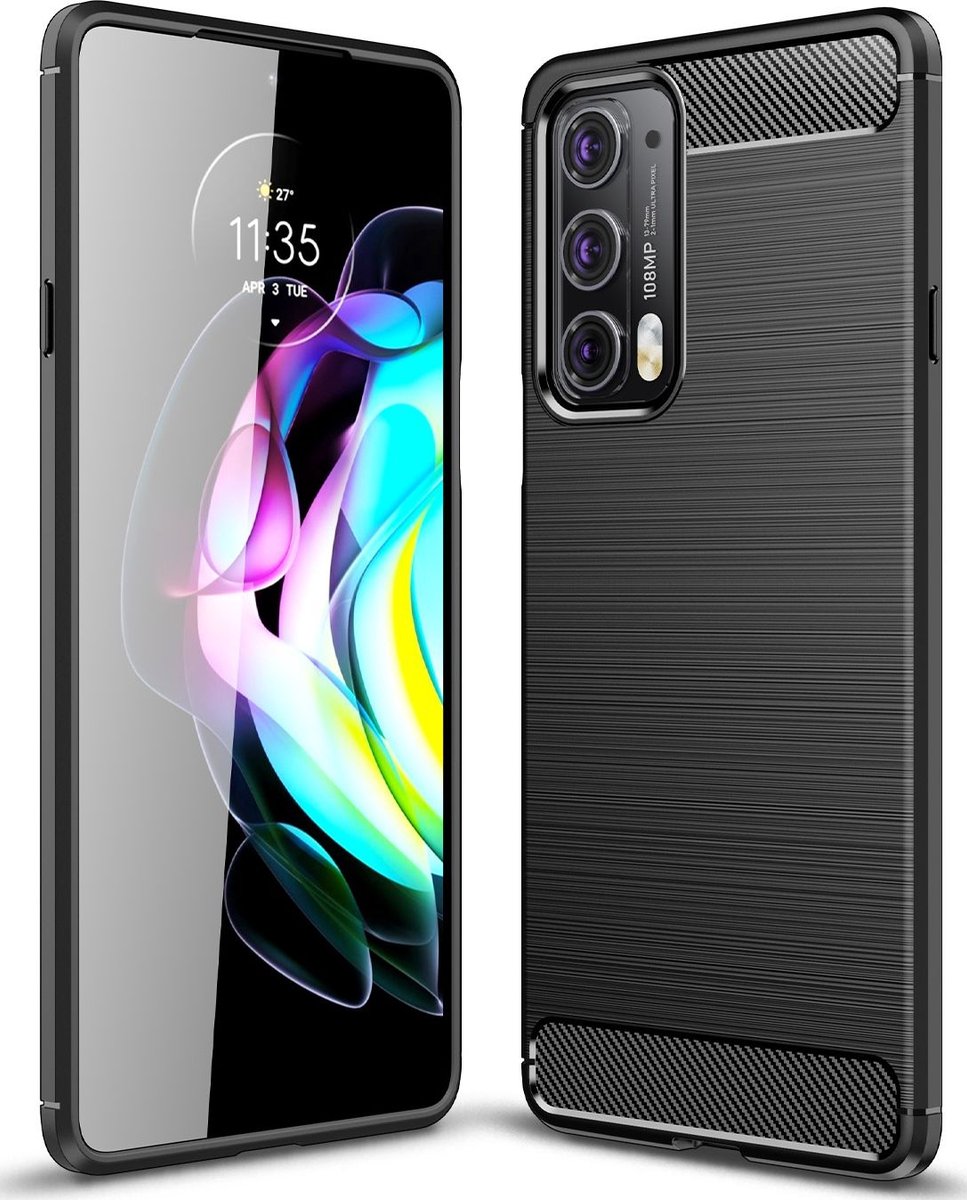 Mobigear Hoesje geschikt voor Motorola Edge 20 Telefoonhoesje Flexibel TPU | Mobigear Brushed Slim Backcover | Edge 20 Case | Back Cover - Zwart