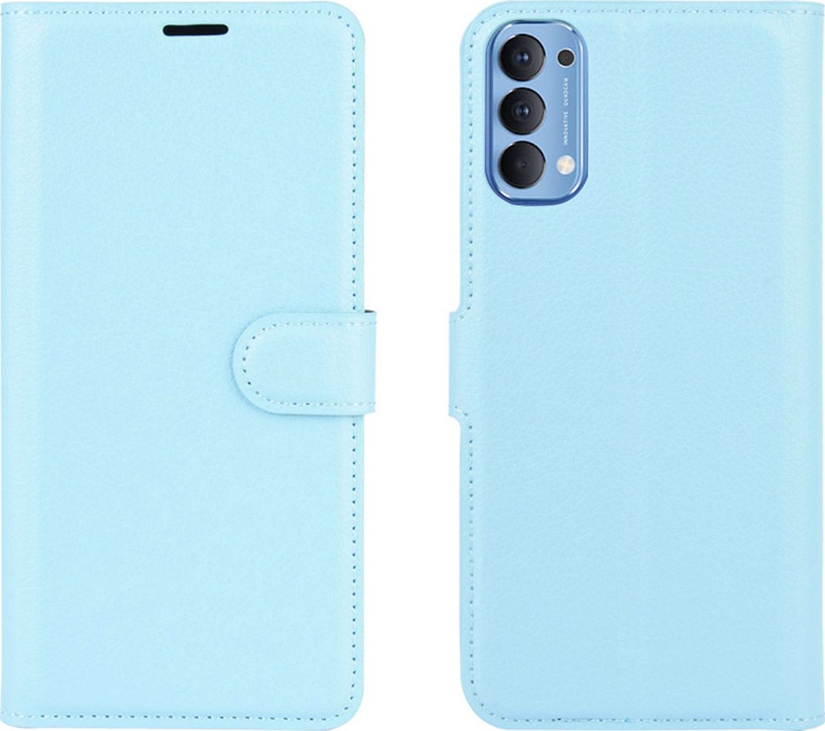 Mobigear Telefoonhoesje geschikt voor OPPO Reno 4 Hoesje | Mobigear Classic Bookcase Portemonnee | Pasjeshouder voor 3 Pasjes | Telefoonhoesje voor Pinpas / OV Kaart / Rijbewijs - Blauw