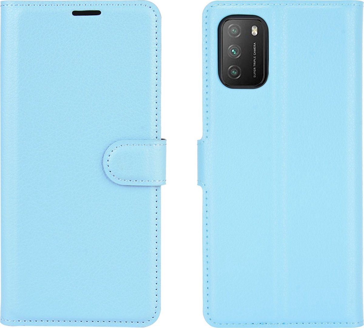 Mobigear Telefoonhoesje geschikt voor POCO M3 Hoesje | Mobigear Classic Bookcase Portemonnee | Pasjeshouder voor 3 Pasjes | Telefoonhoesje voor Pinpas / OV Kaart / Rijbewijs - Blauw