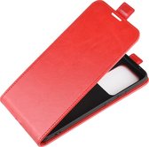 Mobigear Telefoonhoesje geschikt voor Samsung Galaxy S20 Ultra Hoesje | Mobigear Flipcase | Pasjeshouder voor 1 Pasje | Telefoonhoesje voor Pinpas / OV Kaart / Rijbewijs - Rood