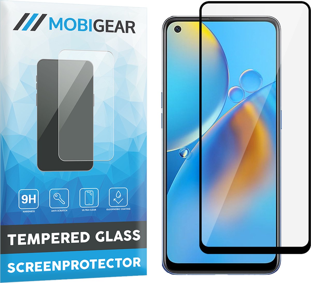 Mobigear Screenprotector geschikt voor OPPO A74 4G Glazen | Mobigear Premium Screenprotector - Case Friendly - Zwart