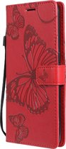 Mobigear Telefoonhoesje geschikt voor OPPO A53 Hoesje | Mobigear Butterfly Bookcase Portemonnee | Pasjeshouder voor 2 Pasjes | Telefoonhoesje voor Pinpas / OV Kaart / Rijbewijs - Rood